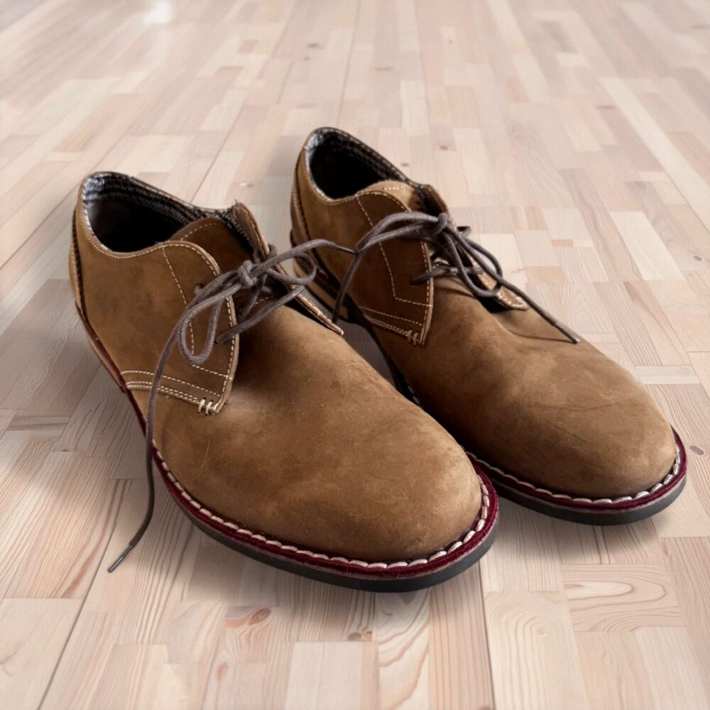 Original Penguin Brown Oxford Dress Shoes Men Size 12 Contrast Stitching Leather